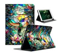 Compatible with iPad Air 11 Inch M3 M2 2025/2024 7th/6th Generation Case and Air 5th/4th Generation Case 10.9 Inch 2022/2020 with Pencil Holder Protect Cover,Stained Glass Hummingbird Pattern Design