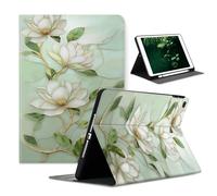 Compatible with iPad Air 11 Inch M3 M2 2025/2024 7th/6th Generation Case and Air 5th/4th Generation Case 10.9 Inch 2022/2020 with Pencil Holder Protect Cover,Elegant Vintage Magnolia Flowers