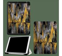 Compatible with iPad Pro 11 inch Case,4th/3rd/2nd Gen(2022/2021/2020) with Pencil Holder TPU Back Case,Auto Sleep/Wake Cover Abstract City Reflection Thick Graffiti-Gold
