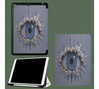 Compatible with iPad Pro 11 inch Case,4th/3rd/2nd Gen(2022/2021/2020) with Pencil Holder TPU Back Case,Auto Sleep/Wake Cover Roses Crystals Mysterious Eyes-Blue