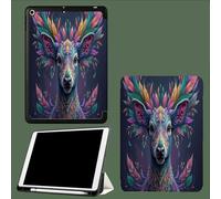 Compatible with iPad Pro 11 inch Case,4th/3rd/2nd Gen(2022/2021/2020) with Pencil Holder TPU Back Case,Auto Sleep/Wake Cover Psychedelic Sika Deer Fantasy Animals-Purple