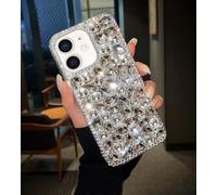 Compatible with iPhone 12/12 Pro Bling Glitter Case - Luxury Shiny Diamond Crystal Rhinestone Sparkly Jewelled Gemstone 3D Handmade Clear Cover Case for Women Girls