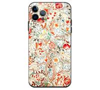 Compatible with iPhone 13 Pro Cute Art Silicone Case with Design for Women Feminine White Blooming Flower Botanical Elegant Aesthetic Floral with Screen Protector (Acanthus by William Morris)