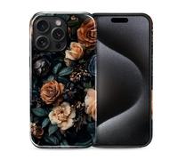 Compatible with iPhone 15 Pro Max Case, Hybrid 2-Layer Case Shockproof Anti-Scratch for Girl Women Men Boy, Midnight Floral Pattern for iPhone 15 Pro Max