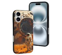 Compatible with iPhone 16 Case, Astronaut Exploring Mars Resists Scratches Cute Phone Case Compatible with iPhone 16 Cases for Women and Men
