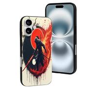 Compatible with iPhone 16 Case - Cool Tai Chi Fire Samurai Print No.7 Phone Case Compatible with iPhone 16 Cases Cute for Women Men, Resists Scratches Black
