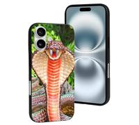 Compatible with iPhone 16 Case - Cute Fashion Cobra Snake Soft Silicone Case Compatible with iPhone 16 Phone Case for Women Men Black
