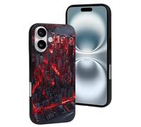 Compatible with iPhone 16 Case, Cyberpunk Cityscape Lights Resists Scratches Cute Phone Case Compatible with iPhone 16 Cases for Women and Men Black