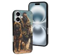 Compatible with iPhone 16 Case, Desert Man Shepherd Dog Soft Protection Case Compatible with iPhone 16 Phone Case for Women Men 6.1 Inch Black