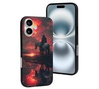 Compatible with iPhone 16 Case, Lone Rider Under Red Sky Resists Scratches Cute Phone Case Compatible with iPhone 16 Cases for Women and Men