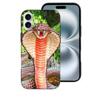 Compatible with iPhone 16 Plus Case - Cute Fashion Soft Cobra Snake Silicone Case Compatible with iPhone 16 Plus Phone Case for Women Men Black
