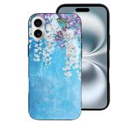 Compatible with iPhone 16 Plus Case Cute - Soft Hanging Orchids Floral Blue Silicone Case Compatible with iPhone 16 Plus Phone Case for Women Men
