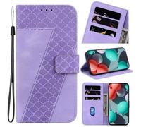 Compatible with iPhone 16 Pro Case, Premium PU Leather Embossed Flower Flip Wallet Cover Shockproof Book Protective Phone Cover with Card Slots for iPhone 16 Pro purple