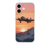 Compatible with iPhone 17 Airplane at Sunset Case Soft Slim TPU Phone Cover Drop Protection Yellowing-Resistant Stylish Pattern Shockproof Phone Case for Women Men Girls iPhone 17