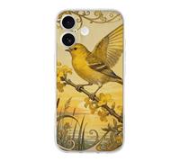 Compatible with iPhone 17 Canary Jasmine Branch Case Soft Slim TPU Phone Cover Drop Protection Yellowing-Resistant Stylish Pattern Shockproof Phone Case for Women Men Girls iPhone 17