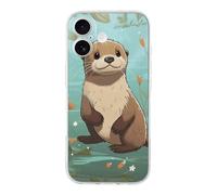 Compatible with iPhone 17 Case Cartoon Cute Otter Stylish Phone Case for Women Men TPU Shockproof Slim Cover for 17 Pro Transparent