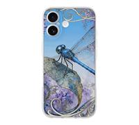 Compatible with iPhone 17 Dragonfly Jacaranda Leaf Case Soft Slim TPU Phone Cover Drop Protection Yellowing-Resistant Stylish Pattern Shockproof Phone Case for Women Men Girls iPhone 17