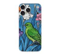 Compatible with iPhone 17 Green Bird And Flowers Case Soft Slim TPU Phone Cover Drop Protection Yellowing-Resistant Stylish Pattern Shockproof Phone Case for Women Men Girls iPhone 17 Pro Max