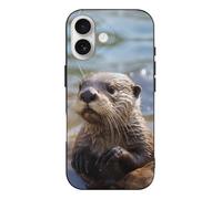 Compatible with iPhone 17 Playing Otter Case Soft Slim TPU Phone Cover Drop Protection Yellowing-Resistant Stylish Pattern Shockproof Phone Case for Women Men Girls iPhone 17 Black