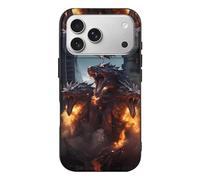Compatible with iPhone 17 Pro Case Thin Rugged 6.3 Inch - TPU Three Headed Dragon Flames City Fantasy Pattern Cover Compatible with iPhone 17 Pro Phone Case Protective Slim, Anti-Scratch Shockproof