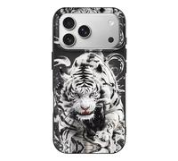 Compatible with iPhone 17 Pro Case Thin Rugged 6.3 Inch - TPU White Tiger Fierce Energy Splash Art Pattern Cover Compatible with iPhone 17 Pro Phone Case Protective Slim, Anti-Scratch Shockproof