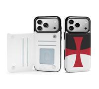 Compatible with iPhone 17 Pro Max TPU Leather Phone Flip Clamshell Case with Card Slot Crusaders Knights Templar Flag Phone Protective Case Shockproof Phone Cover