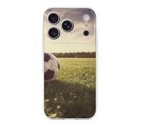 Compatible with iPhone 17 Soccer Ball on A Field Case Soft Slim TPU Phone Cover Drop Protection Yellowing-Resistant Stylish Pattern Shockproof Phone Case for Women Men Girls iPhone 17 Pro