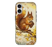 Compatible with iPhone 17 Squirrel Forsythia Branch Case Soft Slim TPU Phone Cover Drop Protection Yellowing-Resistant Stylish Pattern Shockproof Phone Case for Women Men Girls iPhone 17