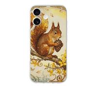 Compatible with iPhone 17 Squirrel Forsythia Branch Case Soft Slim TPU Phone Cover Drop Protection Yellowing-Resistant Stylish Pattern Shockproof Phone Case for Women Men Girls iPhone 17