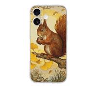 Compatible with iPhone 17 Squirrel Ginkgo Branch Case Soft Slim TPU Phone Cover Drop Protection Yellowing-Resistant Stylish Pattern Shockproof Phone Case for Women Men Girls iPhone 17