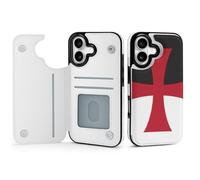 Compatible with iPhone 17 TPU Leather Phone Flip Clamshell Case with Card Slot Crusaders Knights Templar Flag Phone Protective Case Shockproof Phone Cover