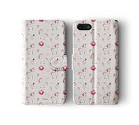 Compatible with iPhone 5 / 5s / SE 2016 Tirita Flip Wallet Case Cover PU Leather PRINTED GLITTER, NOT REAL GLITTER Magical Unicorns Heart Pastel Colours Pink Stars