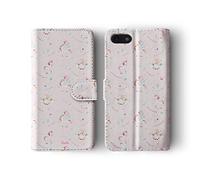 Compatible with iPhone 6 Plus & 6s Plus Tirita Flip Wallet Case Cover PU Leather PRINTED GLITTER, NOT REAL GLITTER Magical Unicorns Heart Pastel Colours Pink Stars