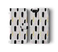 Compatible with iPhone 6 Plus & 6s Plus Tirita Flip Wallet Case Cover PU Leather PRINTED GLITTER, NOT REAL GLITTER Marble Gold Pink Charcoal Floral Flowers