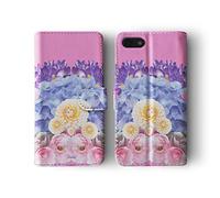 Compatible with iPhone 7 Plus & 8 Plus Tirita Flip Wallet Case Cover PU Leather Botany Hydrangea Floral Flowers