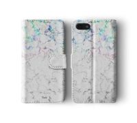 Compatible with iPhone 7 Plus & 8 Plus Tirita Flip Wallet Case Cover PU Leather Iridescent Marble Holographic Opal Rainbow Granite