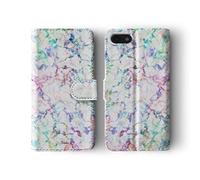 Compatible with iPhone 7 Plus & 8 Plus Tirita Flip Wallet Case Cover PU Leather Iridescent Marble Holographic Opal Rainbow Granite