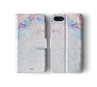 Compatible with iPhone 7 Plus & 8 Plus Tirita Flip Wallet Case Cover PU Leather Iridescent Marble Holographic Opal Rainbow Granite