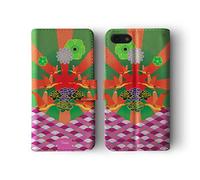 Compatible with iPhone X & Xs Tirita Flip Wallet Case Cover PU Leather Japanese Bloom Birds Sunrise Flowers Trendy