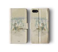 Compatible with iPhone X & Xs Tirita Flip Wallet Case Cover PU Leather Oriental Flower Blue Floral Abstract Art