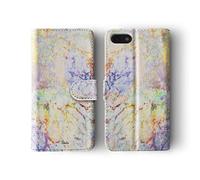 Compatible with iPhone Xr Tirita Flip Wallet Case Cover PU Leather Iridescent Marble Holographic Opal Rainbow Granite