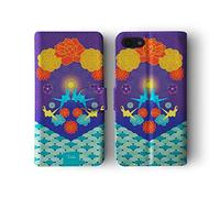 Compatible with iPhone Xr Tirita Flip Wallet Case Cover PU Leather Japanese Bloom Birds Sunrise Flowers Trendy