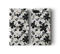 Compatible with iPhone Xr Tirita Flip Wallet Case Cover PU Leather PRINTED GLITTER, NOT REAL GLITTER Floral Flowers Black and White Gold B&W