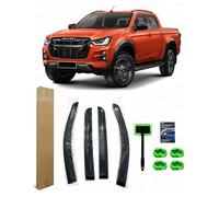 Compatible with Isuzu Dmax 2021-2026 Wind Deflectors Rain Guards & Car Window Cleaning Fluorescent Long Handle Microfibre Drying Cloths 5-Pack Set | Complete Rainy Day Car Care Kit