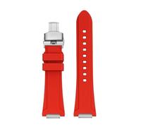 Compatible With IWC Engineer Series IW328903 IW328901 IW328902 Fluororubber Watch Strap Accessories Men's Waterproof Rubber Chain(B red steel)