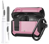Compatible with JBL Vibe Beam/Beam 2 Case Cover Lock Clip with Cleaner Kit,Cool Protective JBL Vibe 200TWS Cover Men Women with Carabiner for JBL Vibe Beam 2 Charging Case, Pink