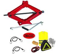 Compatible with Jeep Wrangler Unlimited 2.8 CRD Rubicon A. Emergency Roadside Emergency Car SOS Kit+Pan Jack with Steel Base and Swivel Wrench 2 Ton