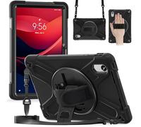 Compatible with Lenovo Xiaoxin Tab Pad11 2025/2024/M11 2024 TB-330FU/331FC/K11 Shockproof Case,Three-in-one Shatter-Resistant Shell, 360 Degree Rotating Multi-Function Grip Bracket (Black)