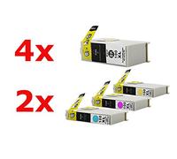 Compatible with Lexmark Interpret S 408 Ink Cartridges Set Black, Cyan, Magenta, Yellow - No.100 XL / 0014N1092E - 0014N1095E - Inhalt: 4 x 21 ml & 6 x 9,6 ml