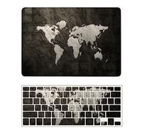 Compatible with MacBook Pro 16 inch Case with Touch Bar and Touch ID 2020 Release Model A2141, Plastic Protective Matt Durable Hard Shell Case Cover & Keyboard Cover, Black Map